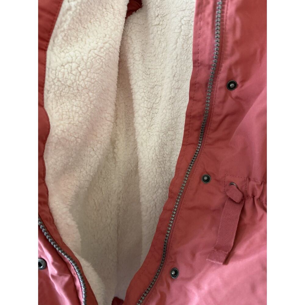Old Navy Pink Water Resistant Hooded Sherpa Lined Girls Parka Jacket Size M 8 - Picture 6 of 7